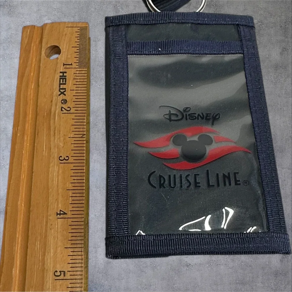 Disney Cruise Line Lanyard ID Holder Unisex Navy Blue Mickey Logo Trifold